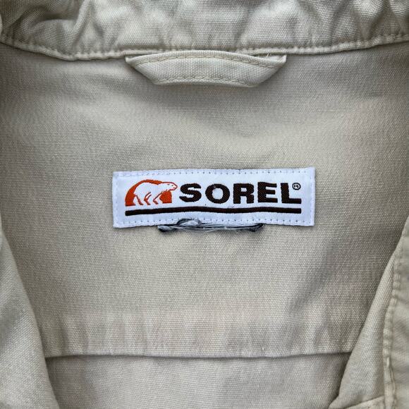 Sorel Button Up Twill Jacket Womens Size Medium Garden Beige Canvas Denim - Picture 4 of 7